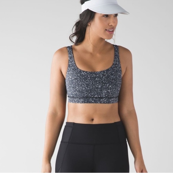 Lululemon Energy Bra Mini Splatter White Black Sz 4 876 - Picture 2 of 9